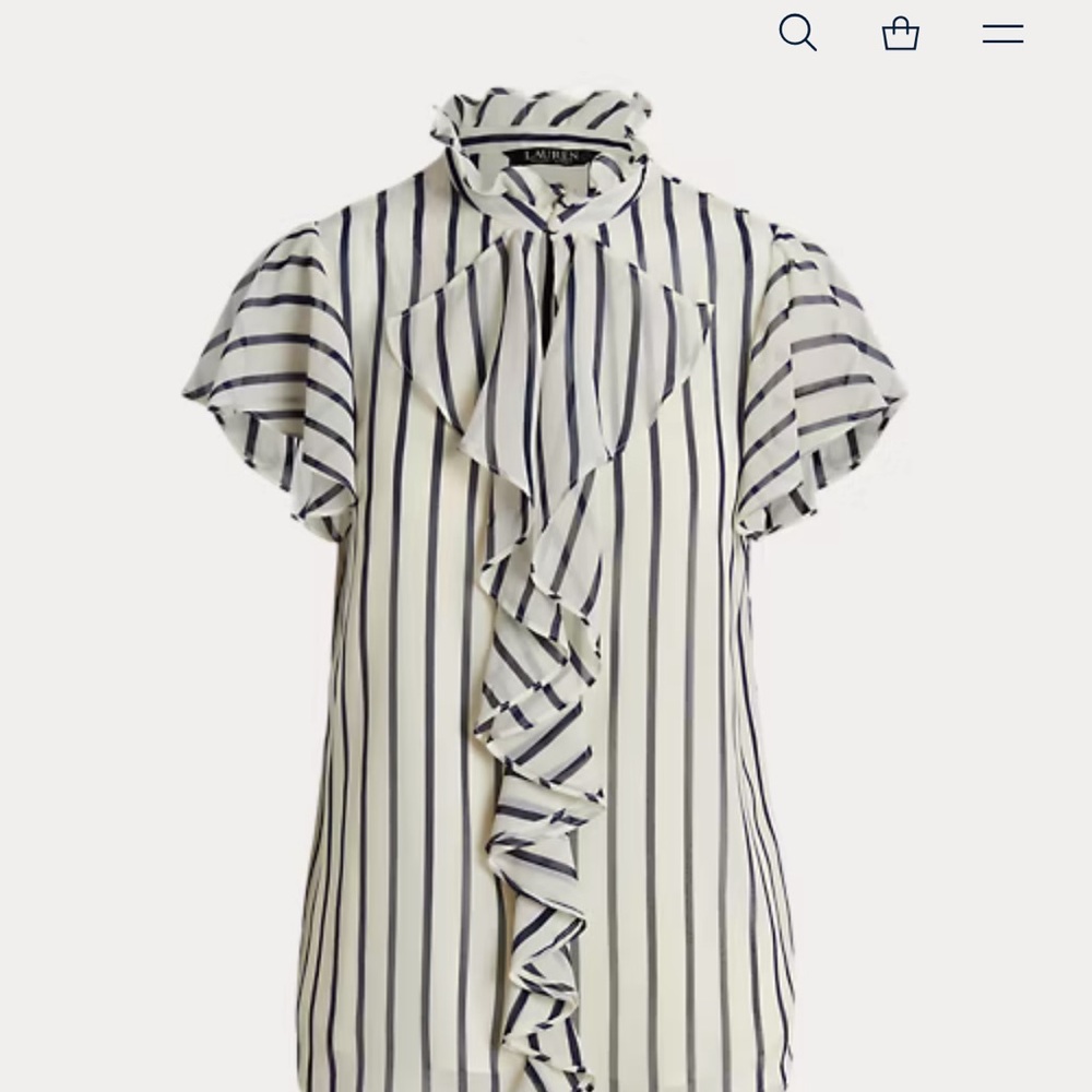Striped Ruffle Blouse - Black and White